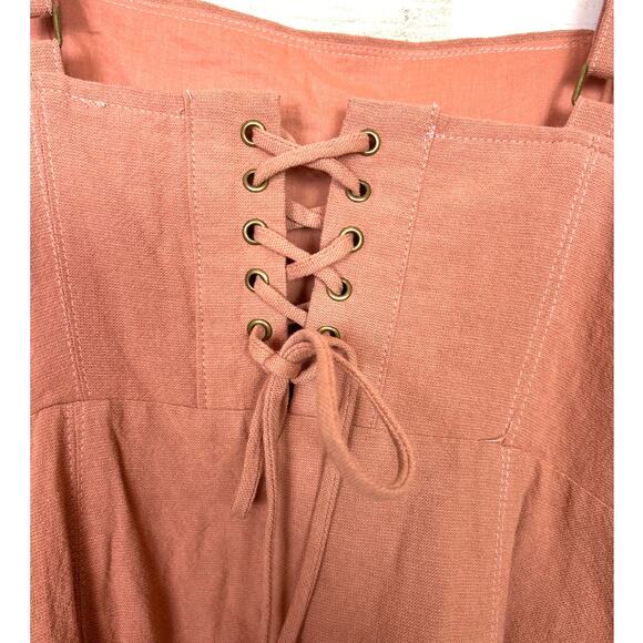 Altar’d State Womens Large Salmon Pink Boho Flare Mini Dress Side Zip - Picture 5 of 5